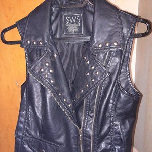 Black (faux leather) biker-style vest